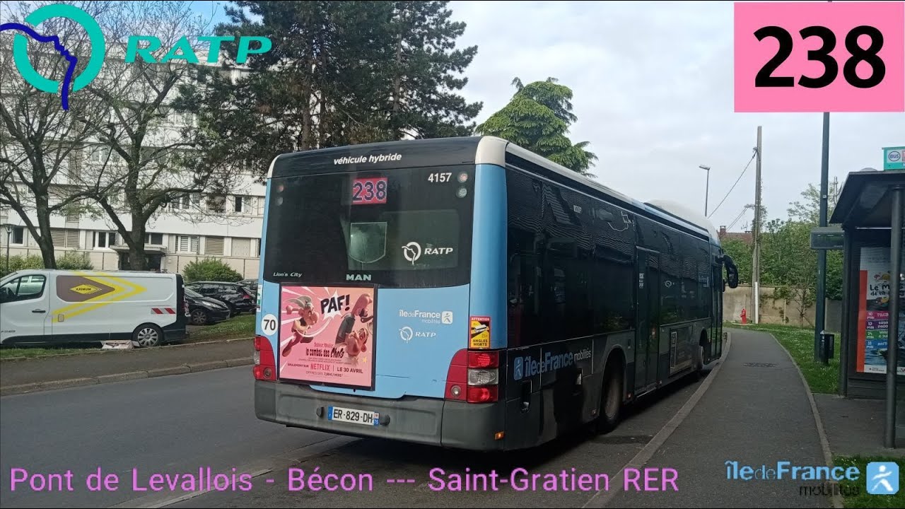 Bus 238 RATP - MAN Lion's City NL204 Hybride N°4157 Pont de Levallois - Bécon --- Saint-Gratien RER