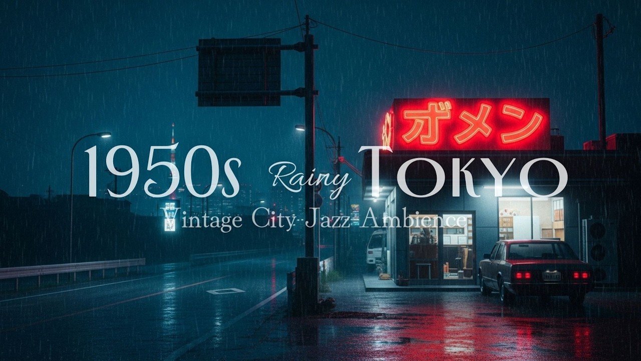 1950s Tokyo Rainy Night 🌧️🏮 | Vintage City Jazz Ambience