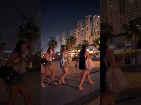 STUNNING Dubai Beach Night View in 4K! #4k #shorts #burjkhalifa #dubai #night #song #girl