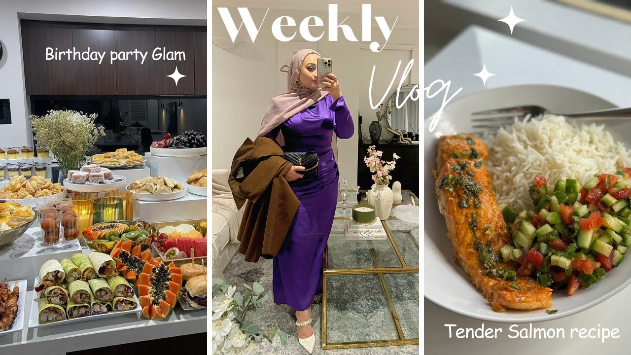 VLOG- ماهی خوشمزه  و صحبت های مهم GRWM for a birthday Party 🎀 🎉 Salmon & Rice recipe 🍛