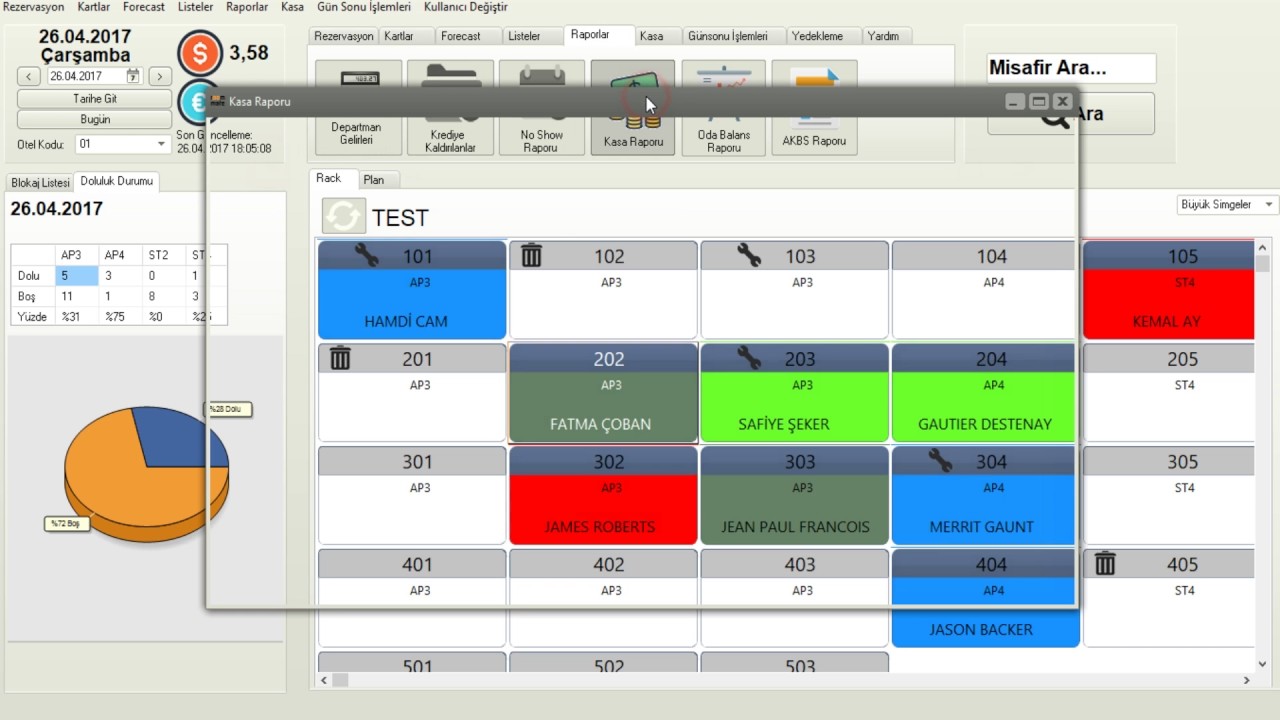 Kasa Raporu - Roommate Otel Yönetim Sistemi