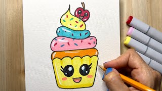 How to draw a cute cupcake