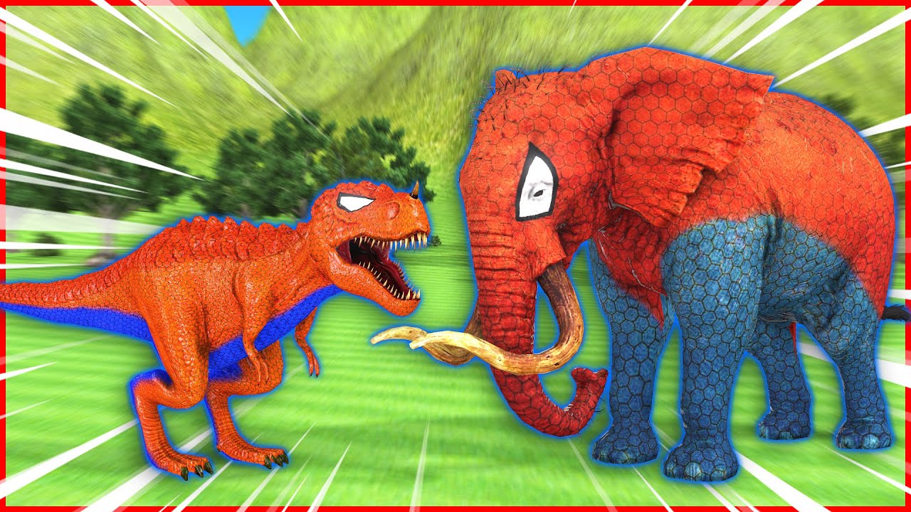 Клан паукообразных тираннозавров против слоненка, превратившегося в паука-слона | Жизнь мамонта