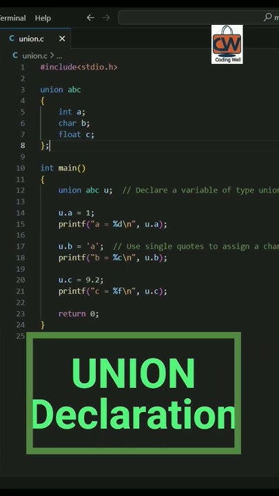 Union and its declaration in c programming #trendingshort #code - YouTube