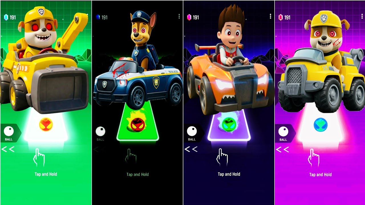 Paw Patrol : Rubble 🆚 Chase 🆚 Ryder 🆚 Marshall 🎶 Tiles Hop EDM Rush 💩 Coffin Dance