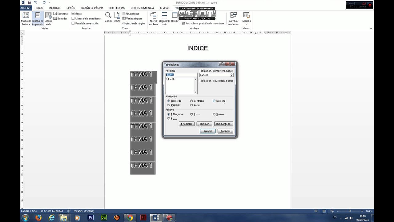 COMO INSERTAR PUNTOS,GUIONES EN UN INDICE YouTube