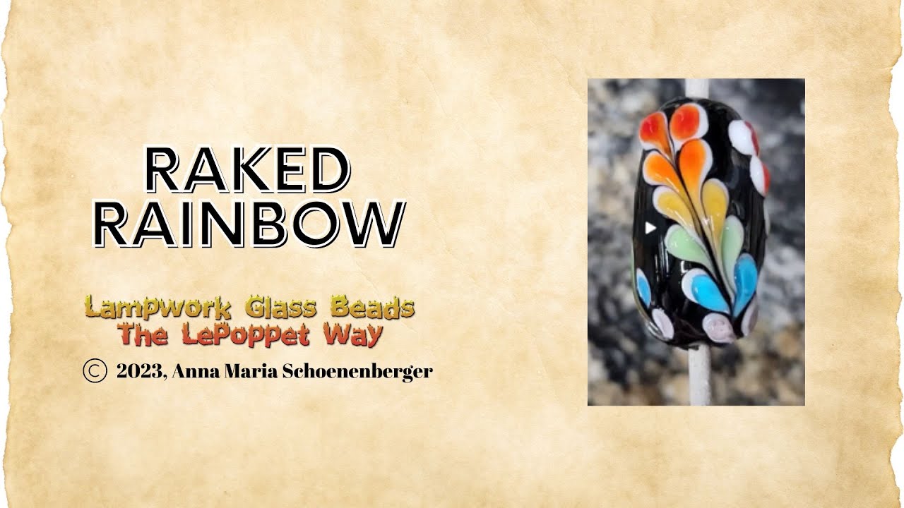 Lampwork Glass Beads:  Raked Rainbow