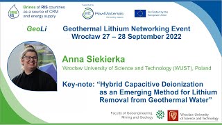 Hybrid Capacitive Deionization as an Emerging Method for Lithium Removal from Geothermal Water