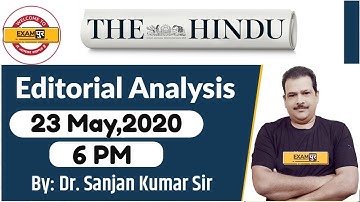 UPSC IAS/UPPSC/MPPSC/BPSC/RPSC/WBPCS||The Hindu Editorial Analysis||By Dr.Sanjan Kr Sir |23 MAY 2020