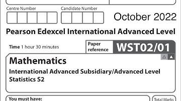 WST02/01 October 2022 Question 6 S2 IAL#cambridge #edexcel #ial #2022 #october #alevel #statistics