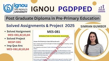 PGDPPED MES-81 Solved Assignment 2025 IGNOU Level Up Learning