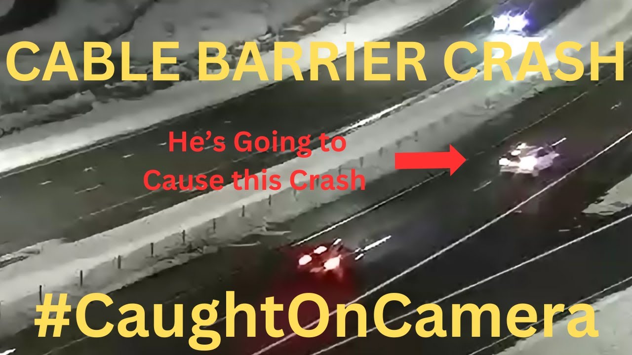 CRASH Driver Backing Up Interstate with TWO Cars into Cable Barrier