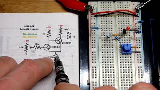 2 NPN BJT Schmitt Trigger Circuit LED
