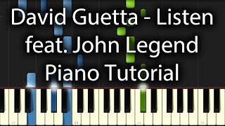 David Guetta feat. John Legend - Listen Tutorial (How To Play On Piano)