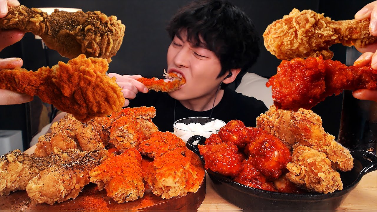 ⁣SUB) BBQ 후라이드치킨 양념치킨 블랙페퍼치킨 치킨 먹방  FRIED CHICKEN, BLACK PEPPER CHICKEN MUKBANG ASMR [SIO ASMR 시오]