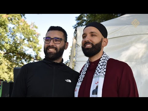 Motaz Azaiza and Omar Suleiman at the Dallas UNRWA Gaza 5K