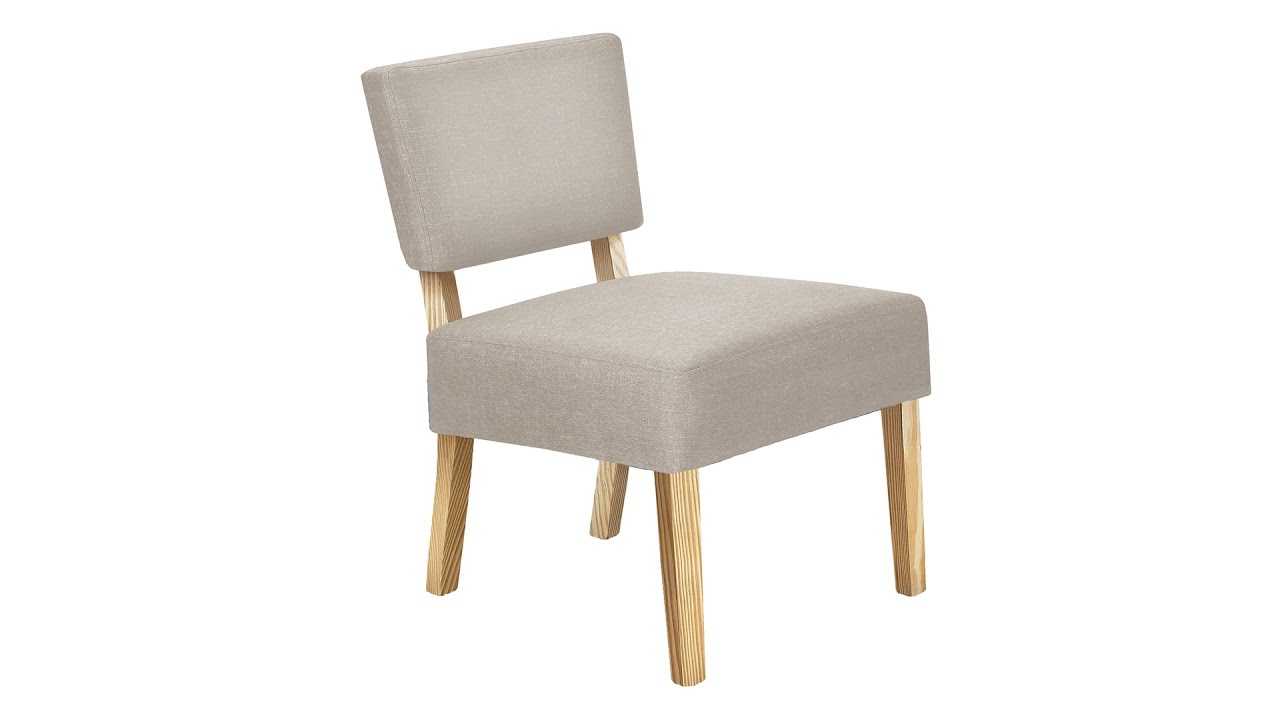 I 8272 Accent Chair - Taupe Fabric / Natural Wood Legs - Monarch Specialties