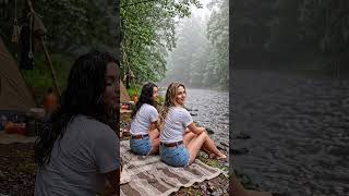 ana mima resting beside river#AnaAndMima#survival#jungle#nature#adventure#predator