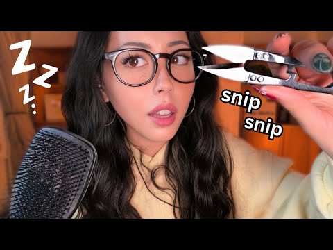 ASMR let me fix your hair (lice check, haircut & scalp massage, braiding…)