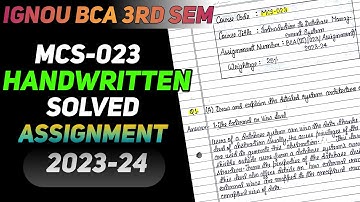 MCS-023 Handwritten Solved Assignment 2023-24 || IGNOU BCA 3rd Semester Handwritten Assignment 2023