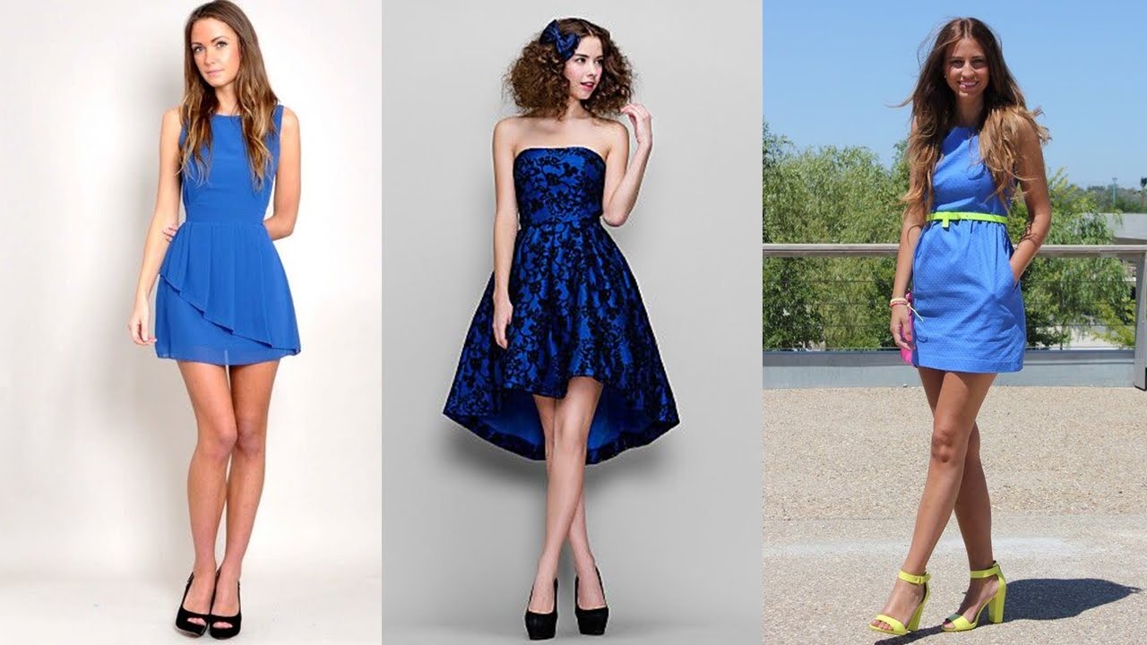 VESTIDO DE FIESTA COLOR AZUL DE MODA 2016 - YouTube