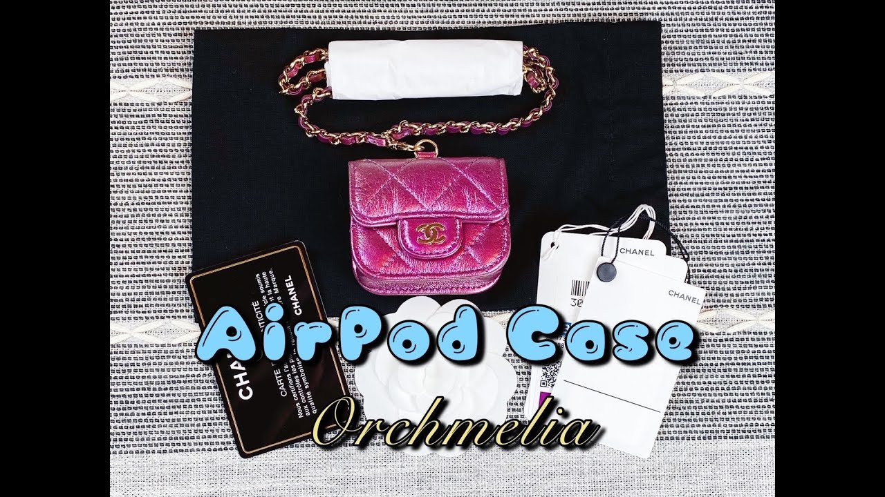 Chanel 20B Iridescent Purple AirPod Pro Case with Champagne Gold Hardware