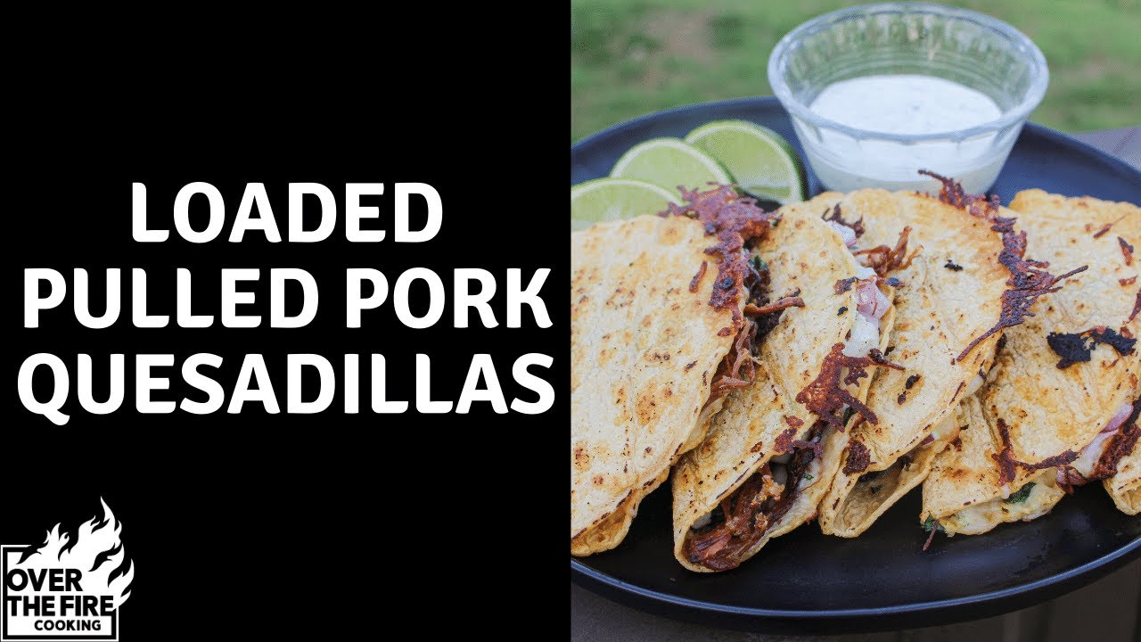⁣Loaded PULLED PORK Quesadillas 🍖 🧀 🔥 | Over The Fire Cooking #shorts #sponsored