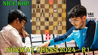 NICE KID!! Praggnanandhaa vs Alireza Firouzja || Norway Chess 2024 - R1 - Armageddon