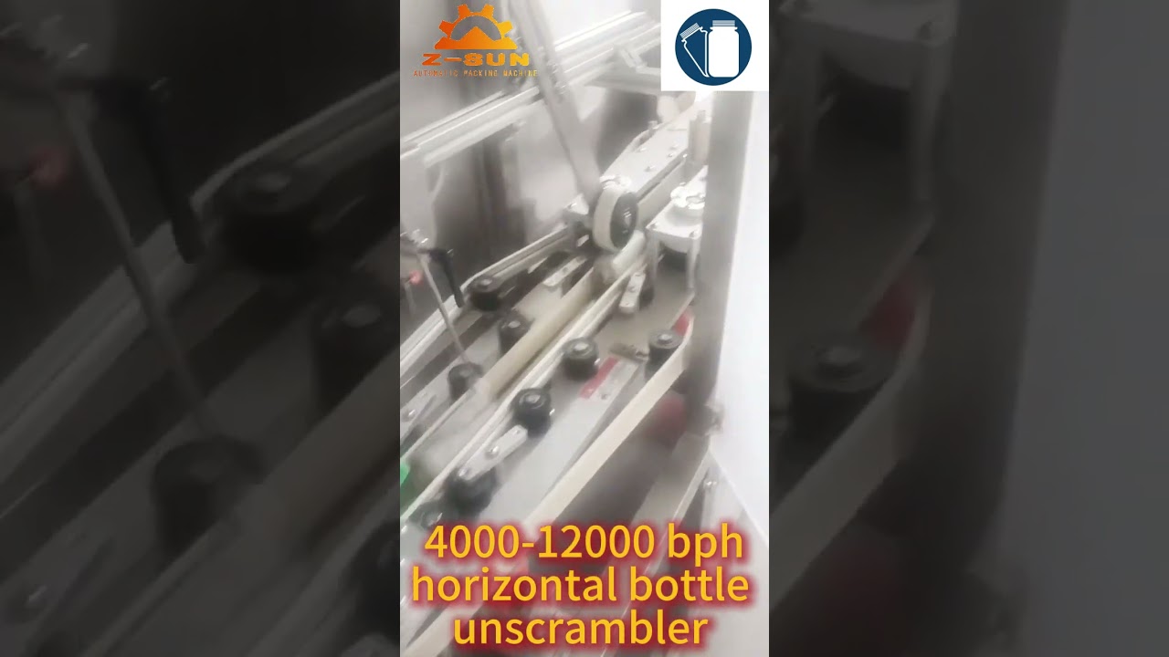 Horizontal bottle unscrambler for multi-type plastic bottle  shampoo liquid filling line Asia Europe