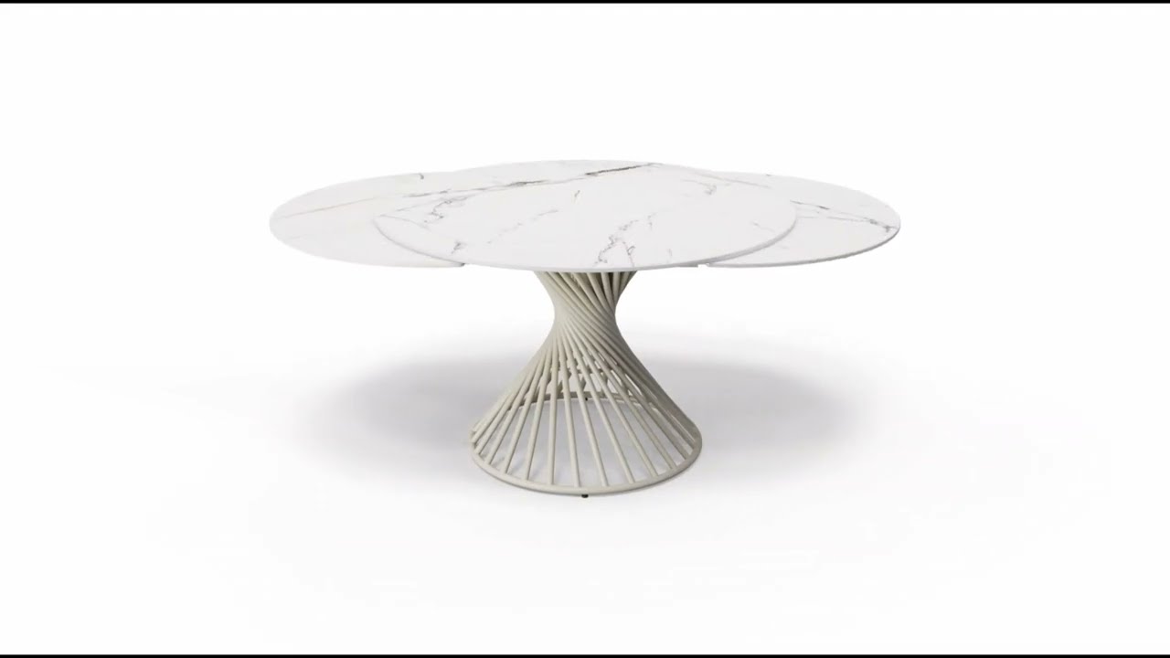 Meublissime | Arianna - Table à manger ronde et extensible en céramique -  120 / 180 cm