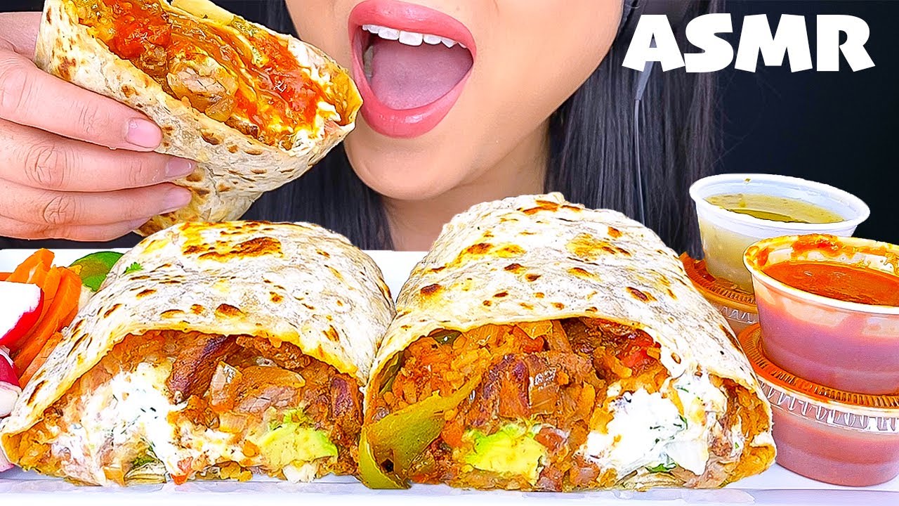 ASMR GIANT MESSY BURRITO (EATING SOUNDS) ASMR Phan