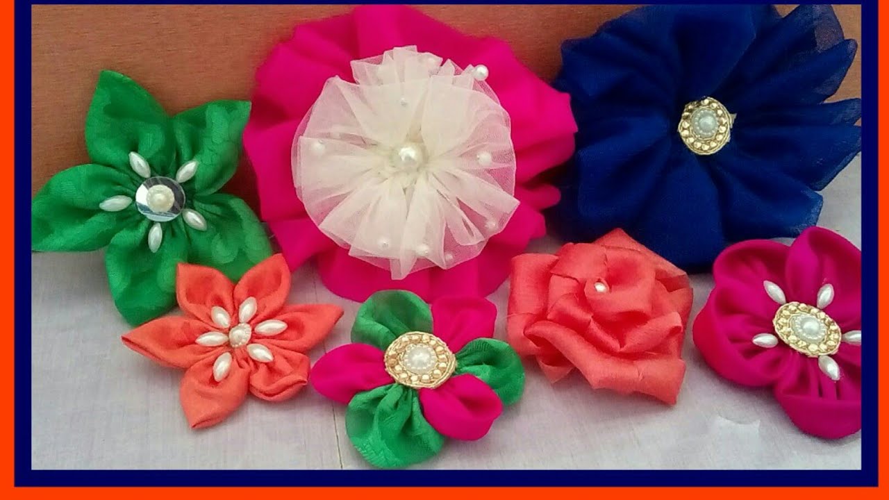 Net Flower Making | Cloth Flower | Net Fabric Flowers Flower Making ...