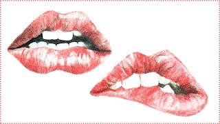 Premium Vector  Set sexy mouth lip bite collection sketch vector  illustration line art