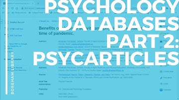 Psychology Databases Part 2: PsycARTICLES
