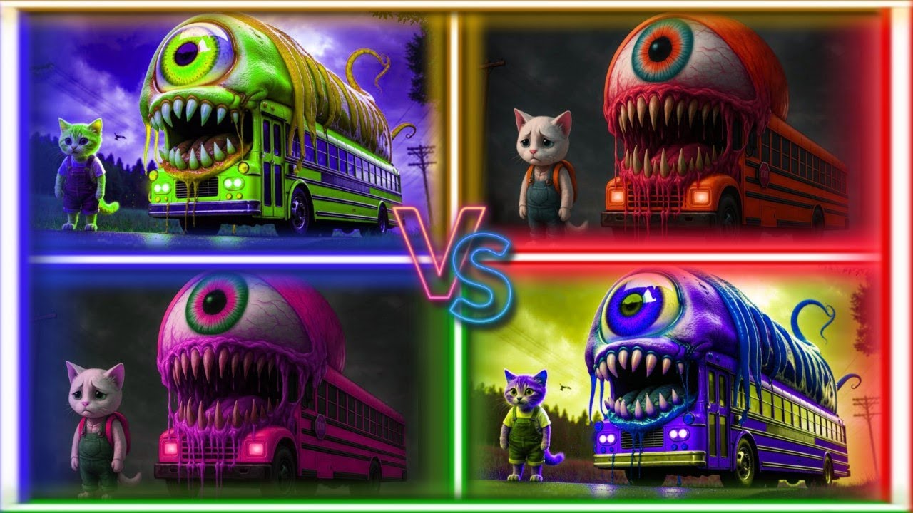 Tiles Hop Exe Coffin Dance  School Bus Monster vs The Kitten  Scary Transformation Story