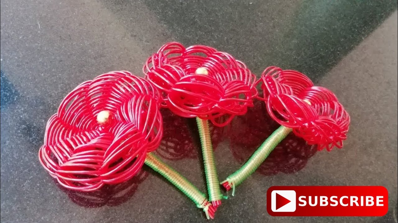 HOW TO MAKE FLOWERS USING PLASTIC WIRE, CRAFT INDIA TUTORIAL