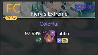 [8.92⭐] obtio | HAG - Colorful [Fiery's Extreme]  HDDT 97.59% {#2 826pp FC} - osu!