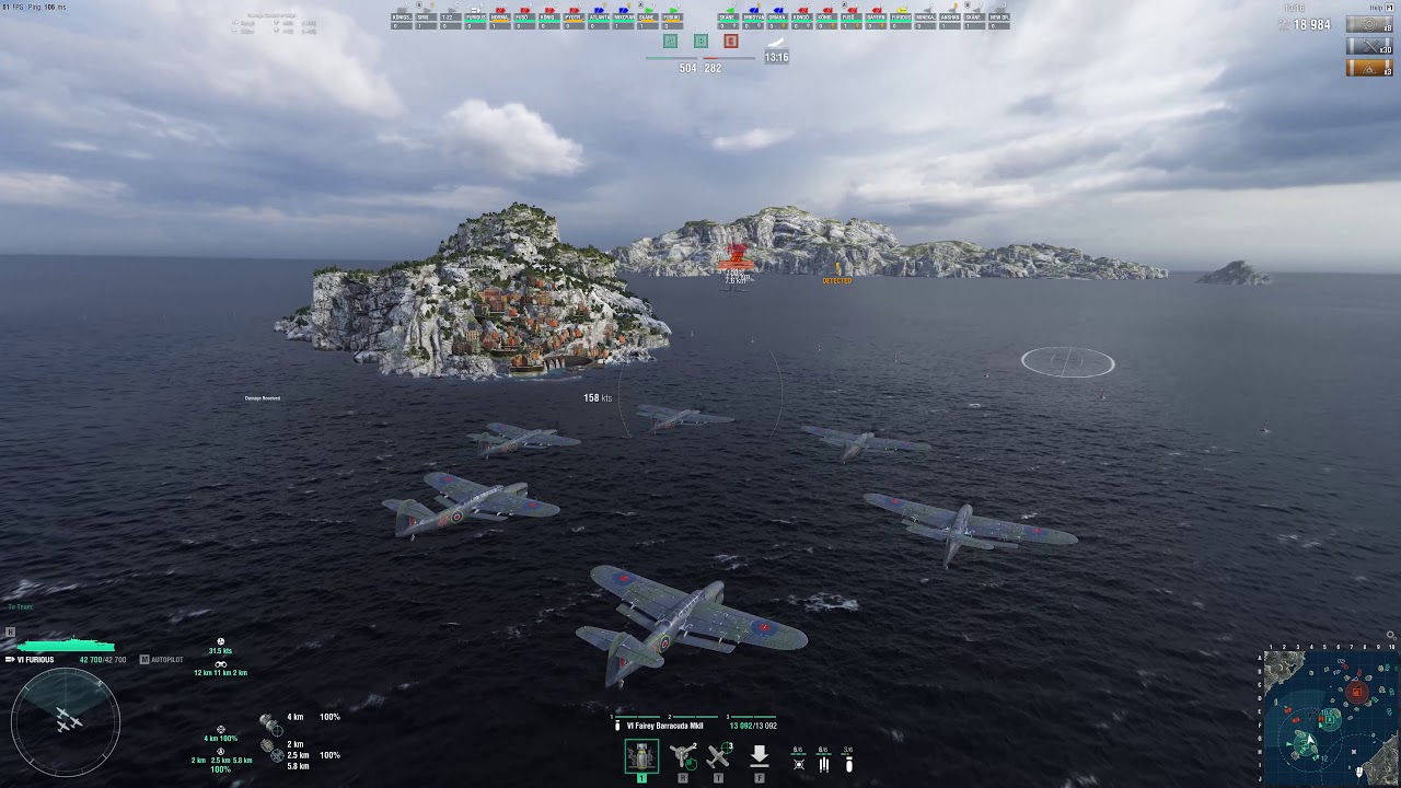 [4K] World of Warships HMS FURIOUS Random Battle Gameplay No Commentary