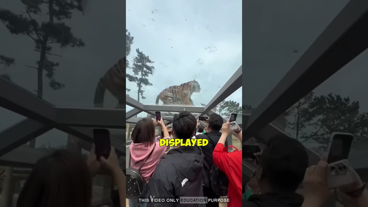 wild creatures are displayed behind glass: 