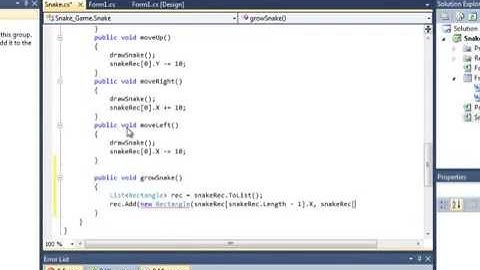 C Sharp Tutorial Snake Game-Part Four Collision Detection