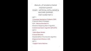 artificial intelligence and Machine learning| important questions| #cs3491|#education