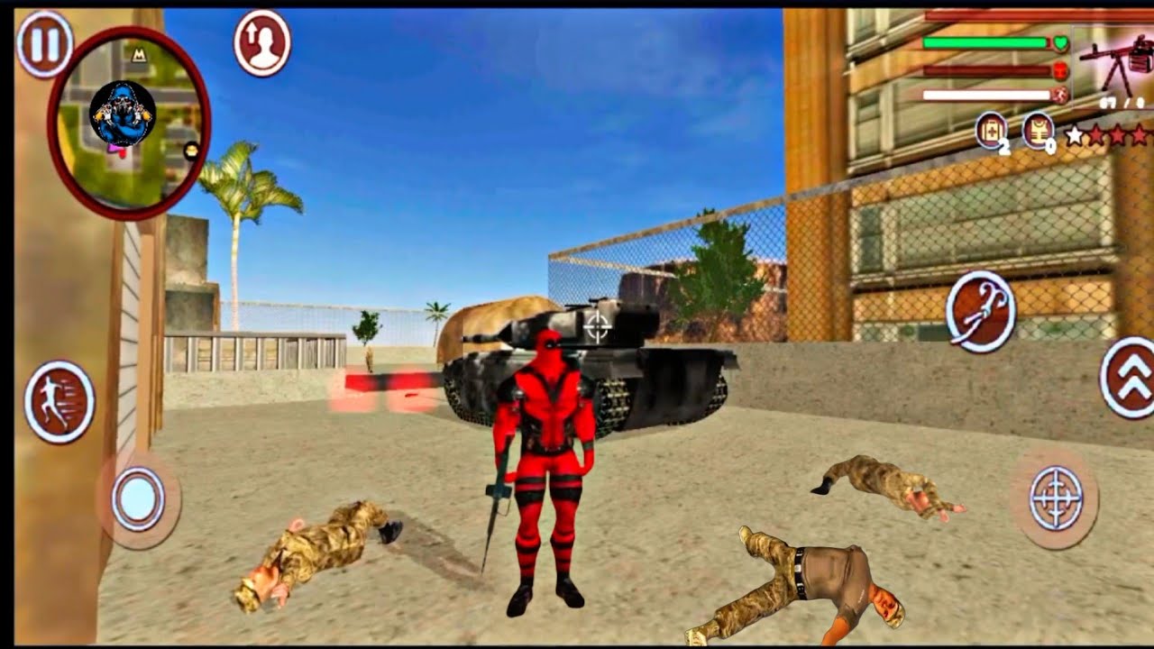 Deadpool Rope Hero Vice Town  - Fun at Military Camp #23 - Android Gameplay.