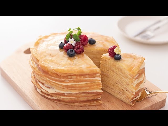 カスタード・ミルクレープの作り方 Custard Crepe Cake＊Without Oven｜HidaMari Cooking