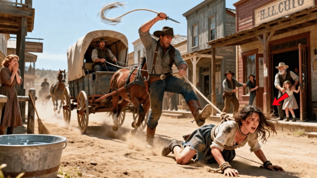 Wleczono ją przez miasto na linie — aż pojawił się olbrzymi kowboj i przerwał koszmar