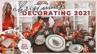 DECORATE WITH ME CHRISTMAS 2021 |  HOLIDAY DINING ROOM + TABLE SCAPE  | CHRISTMAS GIFT DIY