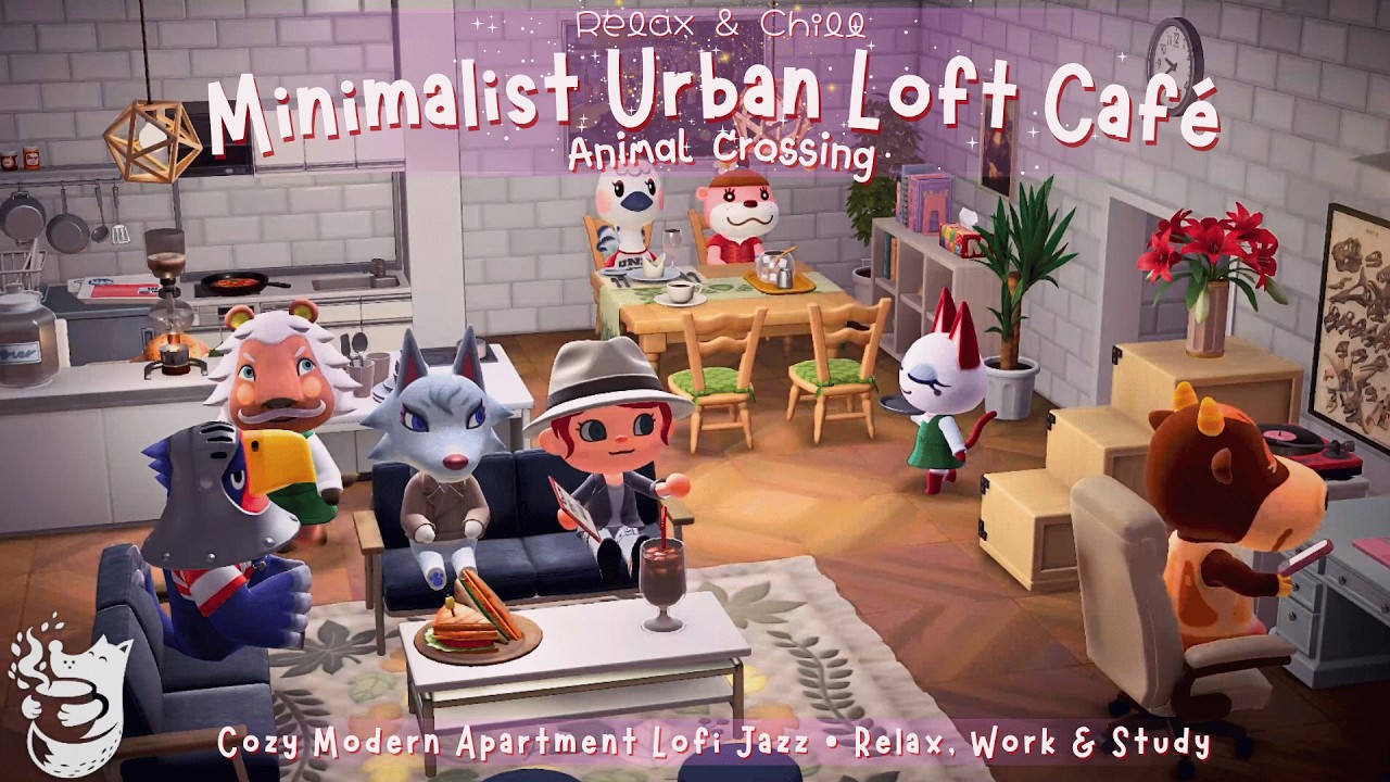 Minimalist Urban Loft Café 🏙️ Animal Crossing Cozy Modern Apartment Lofi Jazz • Relax, Work & Study