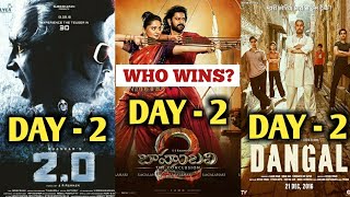 2.0 VS Bahubali 2 VS Dangal | Rajinikanth VS Prabhas VS Aamir Khan | 2.0 2nd Day Collection