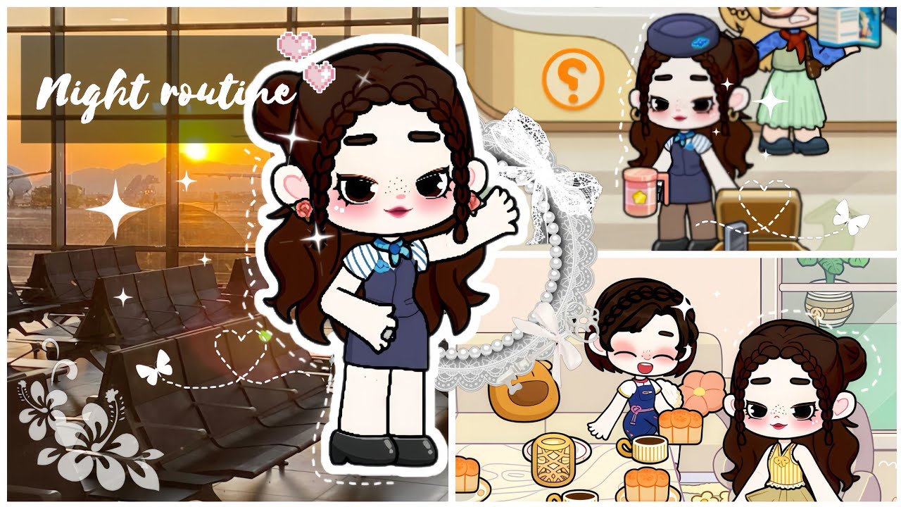 ⋆˚𐔌 asmr 𐦯⋆˚｡ Mira's night routine as a flight attendant ⋆₊˚☁︎✈︎ | GAME WORLD