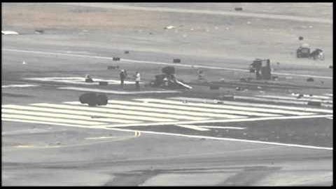 Raw: Crash Debris Still Litters SFO Runway
