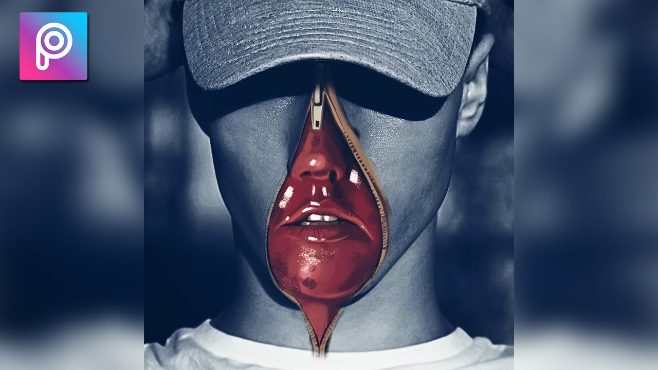 Cara edit wajah efek zipper di picsart android 